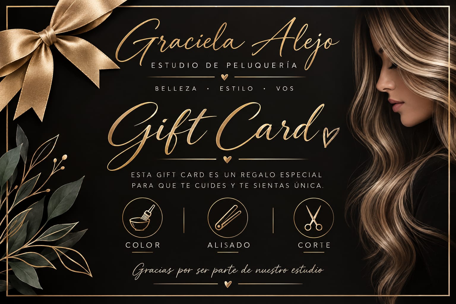 Modelo de Gift Card de Graciela Alejo Estudio de Peluquería